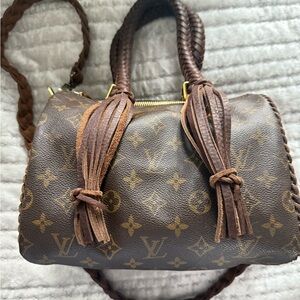 Vintage Boho Louis Vuitton Speedy 25 Brown Canvas Monogram Satchel